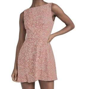 Reformation Elva Red and White Mini Dress In La Vie En Rose Pattern. 2